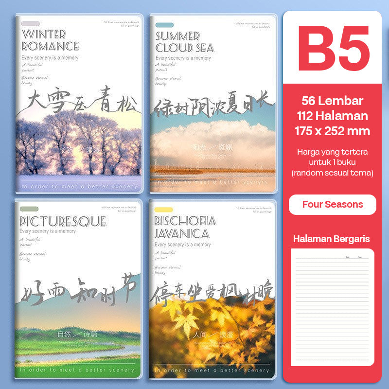 Buku Notebook B5 Sampul Eva Waterproof Tebal Halaman Bergaris 56 Lembar SBRB556