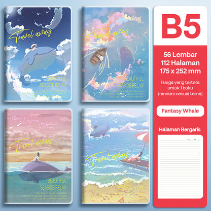 Buku Notebook B5 Sampul Eva Waterproof Tebal Halaman Bergaris 56 Lembar SBRB556