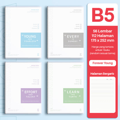 Buku Notebook B5 Sampul Eva Waterproof Tebal Halaman Bergaris 56 Lembar SBRB556