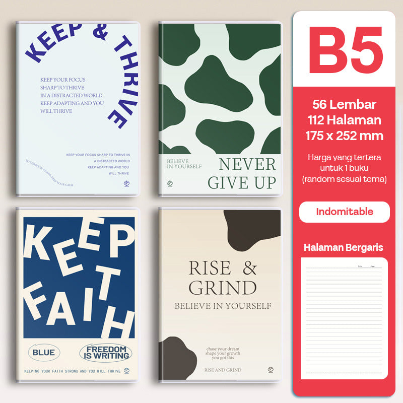 Buku Notebook B5 Sampul Eva Waterproof Tebal Halaman Bergaris 56 Lembar SBRB556