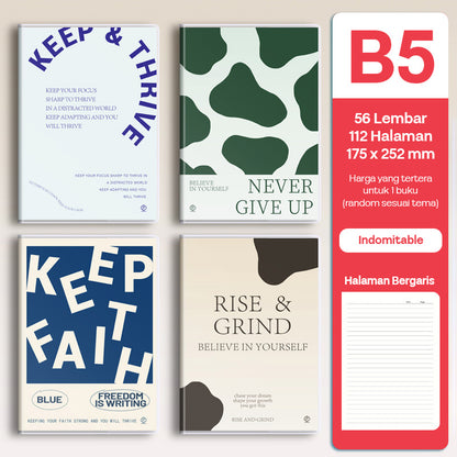 Buku Notebook B5 Sampul Eva Waterproof Tebal Halaman Bergaris 56 Lembar SBRB556