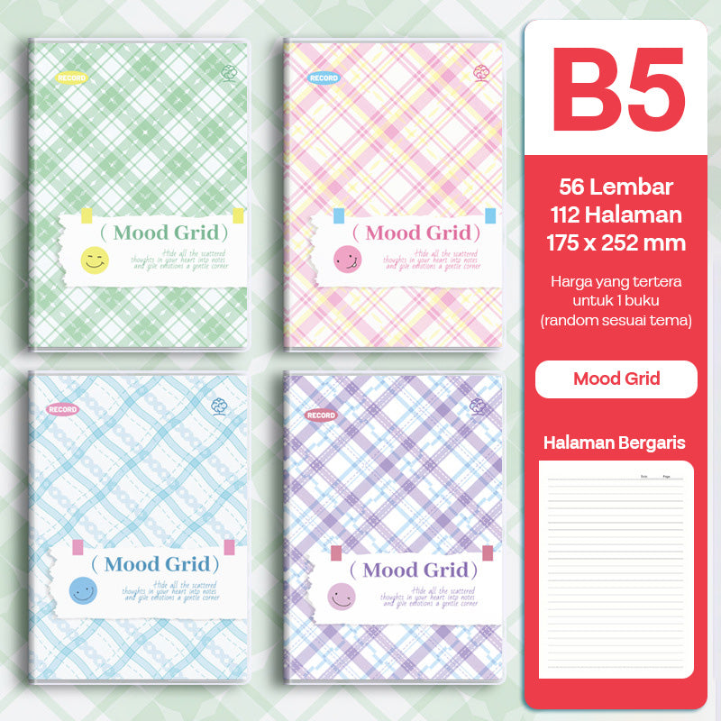 Buku Notebook B5 Sampul Eva Waterproof Tebal Halaman Bergaris 56 Lembar SBRB556