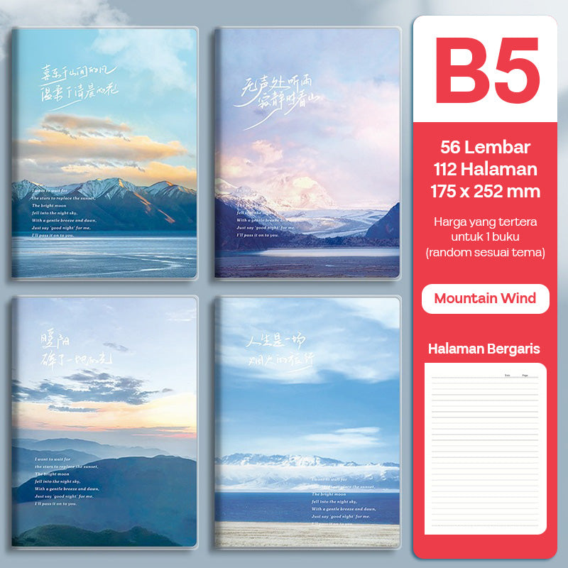 Buku Notebook B5 Sampul Eva Waterproof Tebal Halaman Bergaris 56 Lembar SBRB556