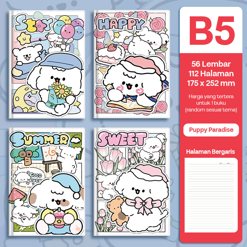 Buku Notebook B5 Sampul Eva Waterproof Tebal Halaman Bergaris 56 Lembar SBRB556