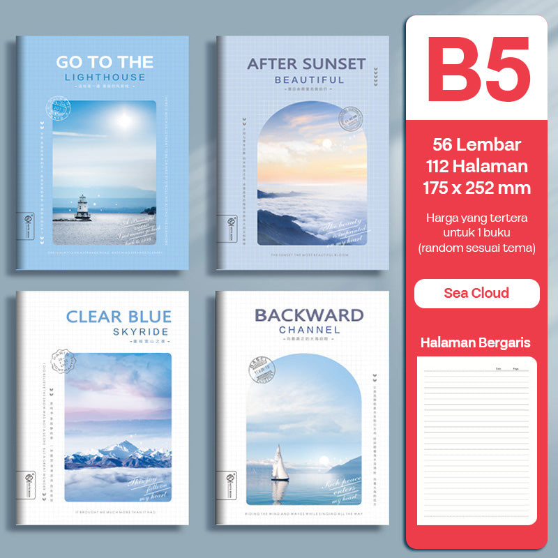 Buku Notebook B5 Sampul Eva Waterproof Tebal Halaman Bergaris 56 Lembar SBRB556