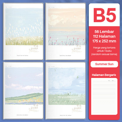 Buku Notebook B5 Sampul Eva Waterproof Tebal Halaman Bergaris 56 Lembar SBRB556