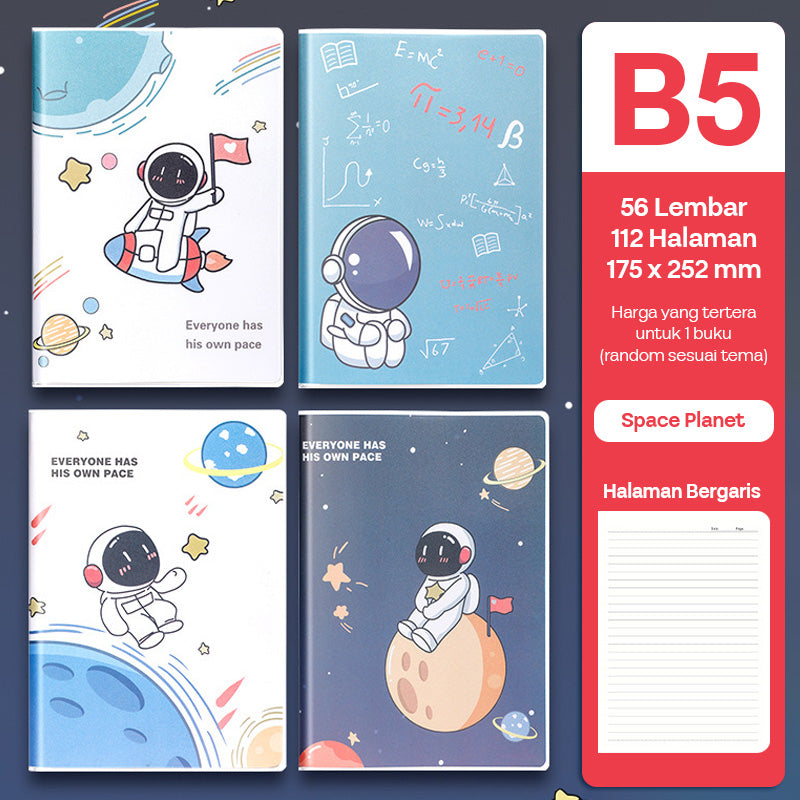 Buku Notebook B5 Sampul Eva Waterproof Tebal Halaman Bergaris 56 Lembar SBRB556