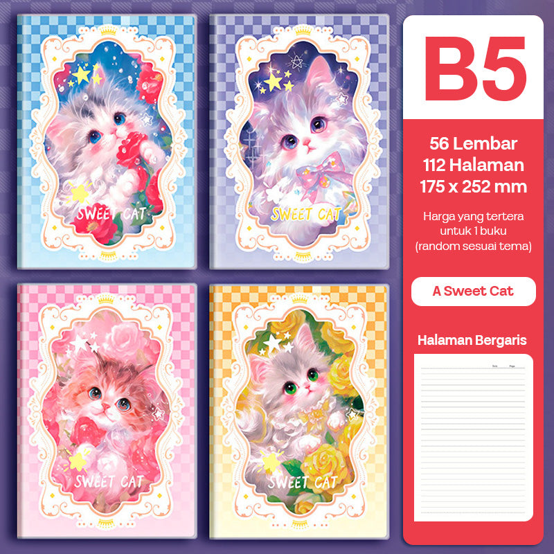 Buku Notebook B5 Sampul Eva Waterproof Tebal Halaman Bergaris 56 Lembar SBRB556