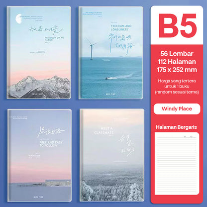 Buku Notebook B5 Sampul Eva Waterproof Tebal Halaman Bergaris 56 Lembar SBRB556