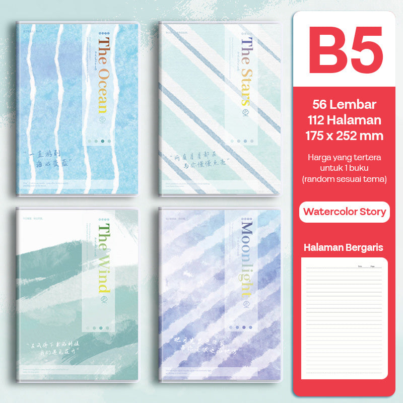 Buku Notebook B5 Sampul Eva Waterproof Tebal Halaman Bergaris 56 Lembar SBRB556