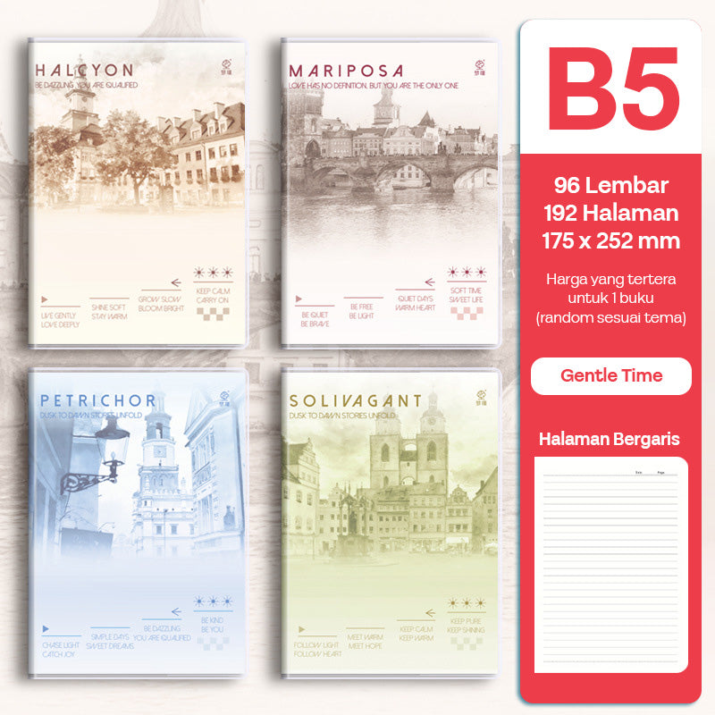Buku Notebook B5 Sampul Eva Waterproof Tebal Halaman Bergaris 56 Lembar SBRB556