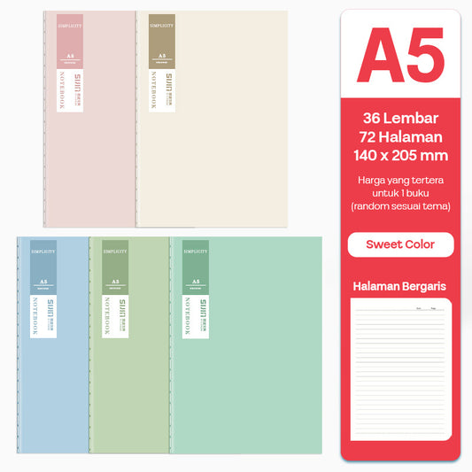 Buku Notebook A5 B5 Halaman Bergaris Warna SBTA536 SBTB536