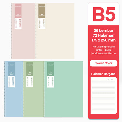 Buku Notebook A5 B5 Halaman Bergaris Warna SBTA536 SBTB536