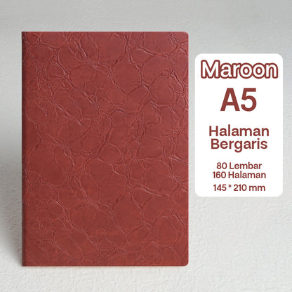Buku Notebook A5 Kulit Tekstur Halaman Bergaris SBWA580