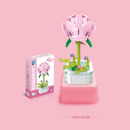 Mainan blok dekorasi pot bunga miniatur brick potted flower building block SCB0103 series A