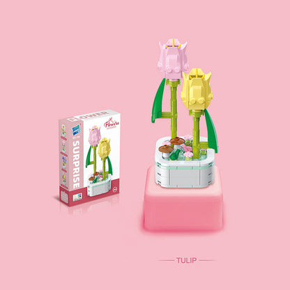 Mainan blok dekorasi pot bunga miniatur brick potted flower building block SCB0103 series A