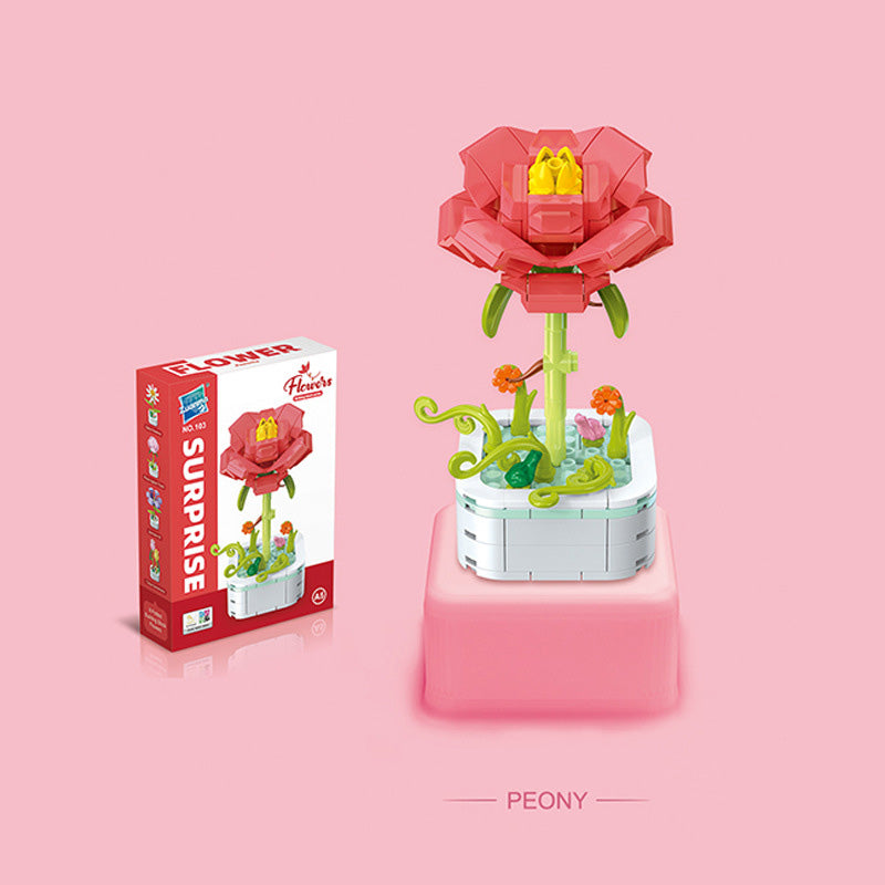 Mainan blok dekorasi pot bunga miniatur brick potted flower building block SCB0103 series A