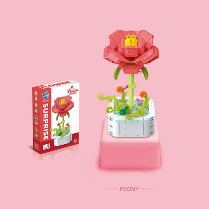 Mainan blok dekorasi pot bunga miniatur brick potted flower building block SCB0103 series A