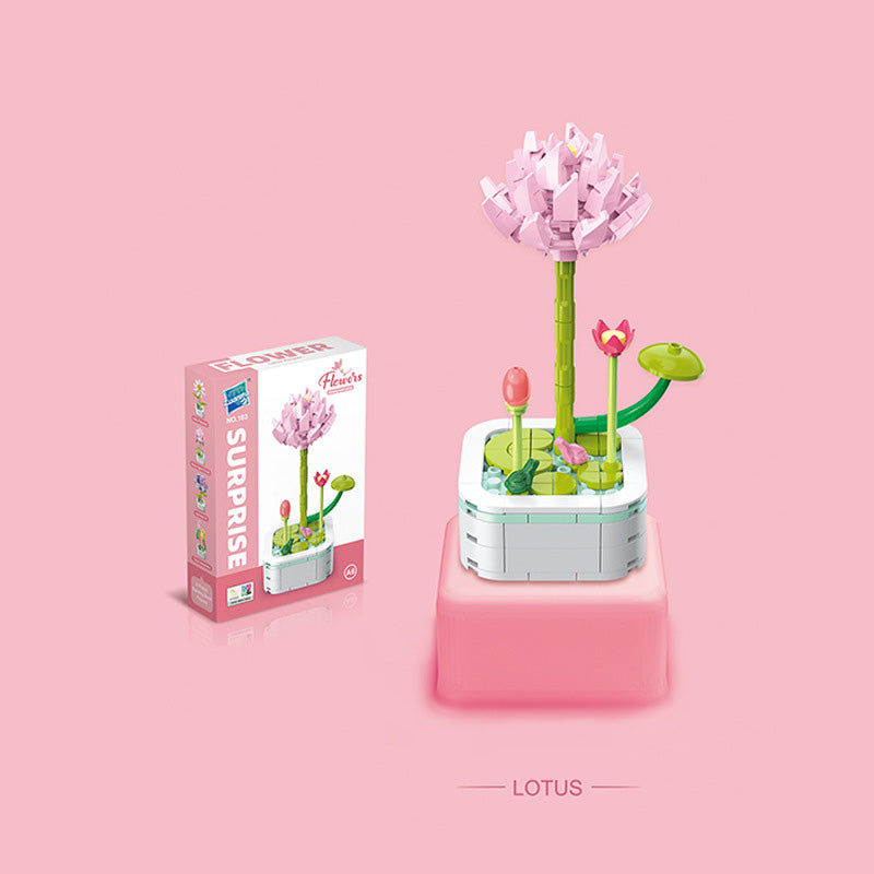 Mainan blok dekorasi pot bunga miniatur brick potted flower building block SCB0103 series A