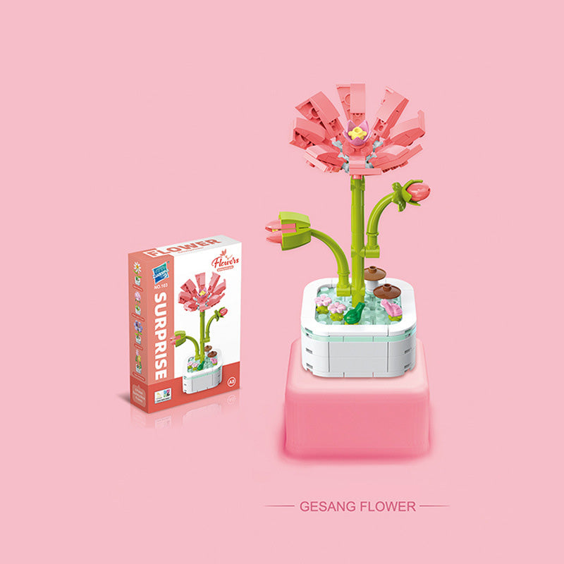 Mainan blok dekorasi pot bunga miniatur brick potted flower building block SCB0103 series A