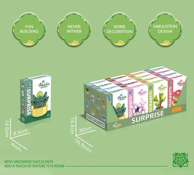 Mainan blok dekorasi pot kaktus miniatur brick potted cactus building block SCB0104 series B