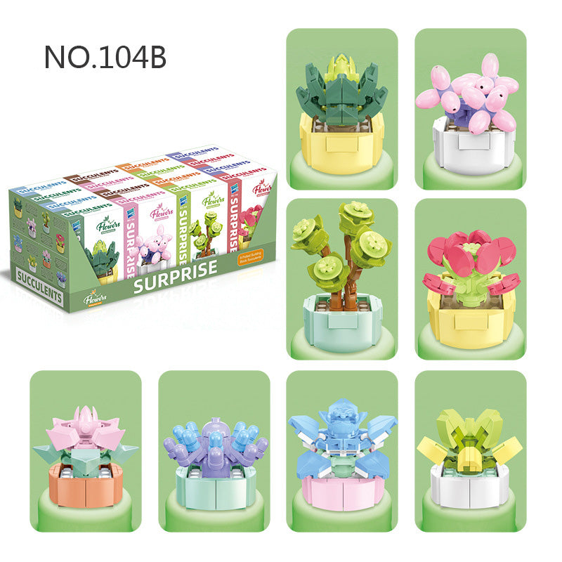 Mainan blok dekorasi pot kaktus miniatur brick potted cactus building block SCB0104 series B