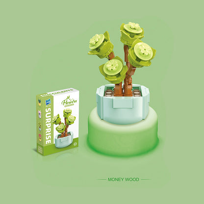 Mainan blok dekorasi pot kaktus miniatur brick potted cactus building block SCB0104 series B