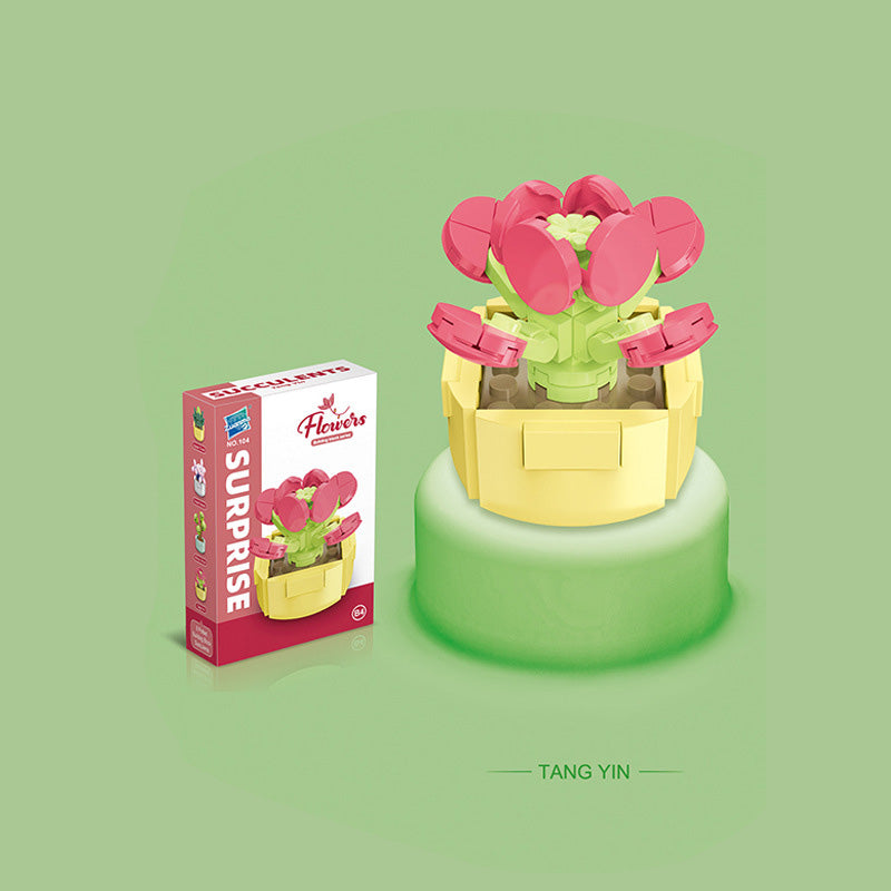 Mainan blok dekorasi pot kaktus miniatur brick potted cactus building block SCB0104 series B