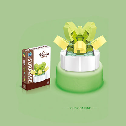 Mainan blok dekorasi pot kaktus miniatur brick potted cactus building block SCB0104 series B