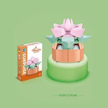 Mainan blok dekorasi pot kaktus miniatur brick potted cactus building block SCB0104 series B