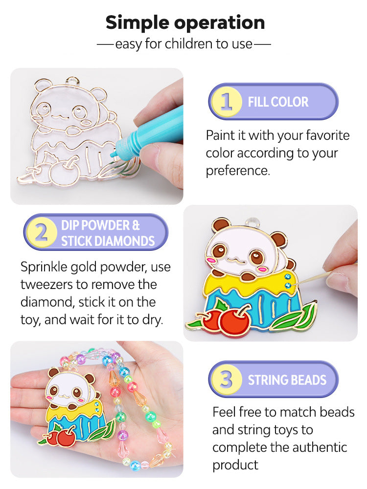 DIY Diamond Gel Crystal Pendant Mainan Edukasi Kreatifitas Anak Meronce Gantungan Gelang SCW6600