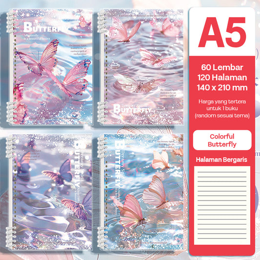 Binder Note A5 dan B5 Cover Waterproof Color Halaman Bergaris SFNN