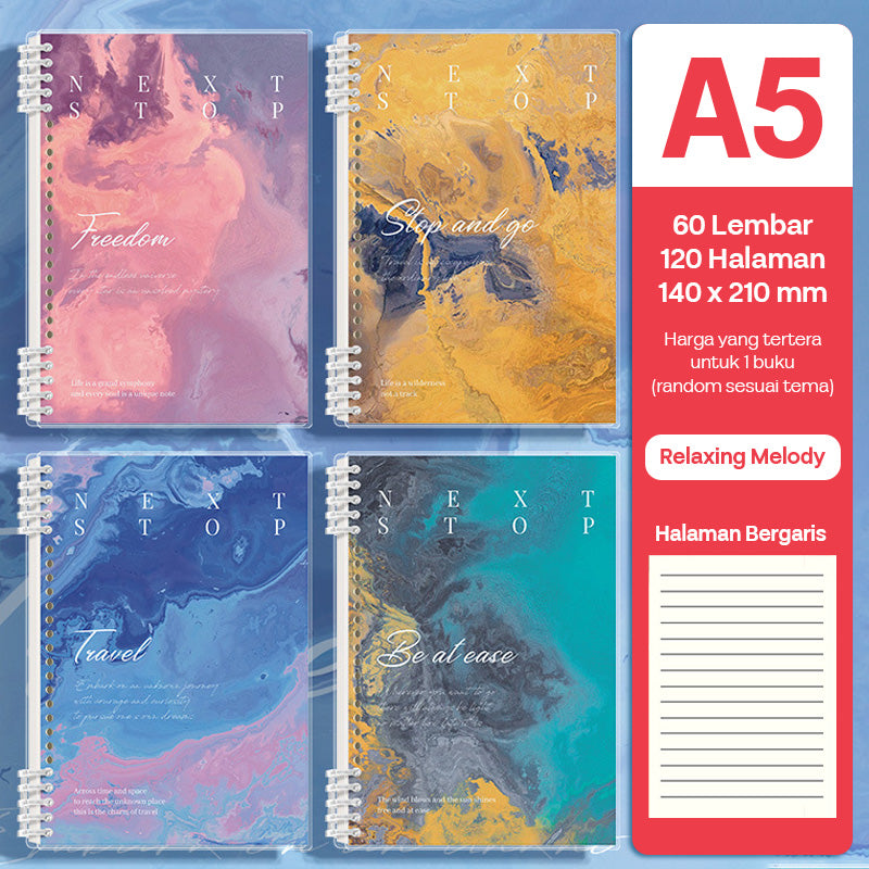 Binder Note A5 dan B5 Cover Waterproof Color Halaman Bergaris SFNN