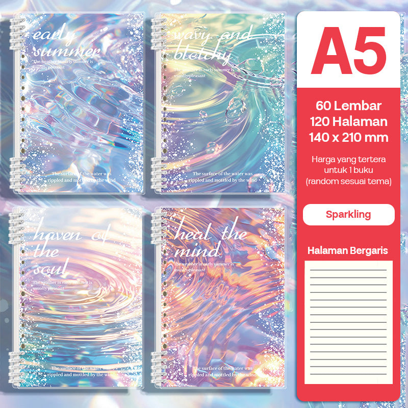 Binder Note A5 dan B5 Cover Waterproof Color Halaman Bergaris SFNN