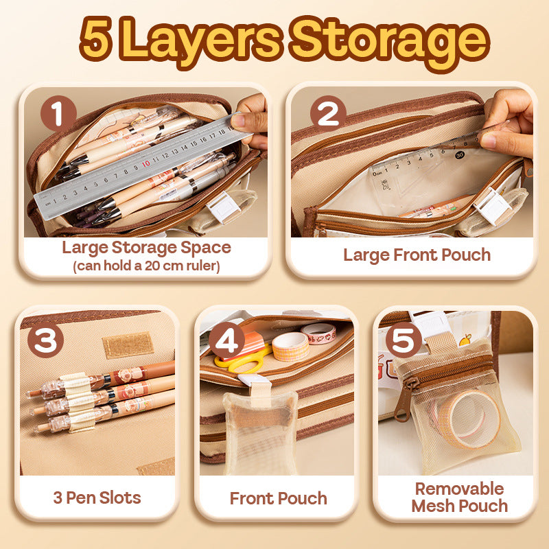 Pencil Case Canvas 5 Layers Storage Cartoon SPC52206