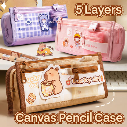 Pencil Case Canvas 5 Layers Storage Cartoon SPC52206