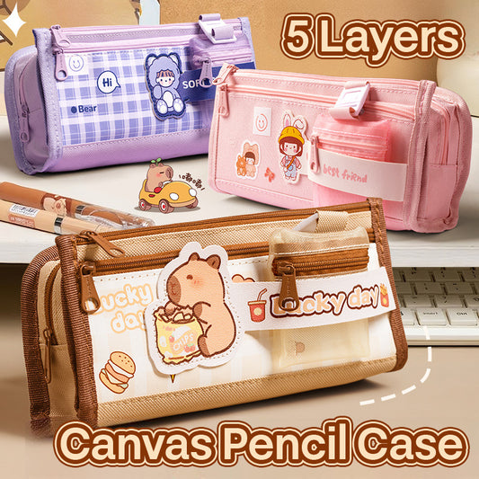 Pencil Case Canvas 5 Layers Storage Cartoon SPC52206