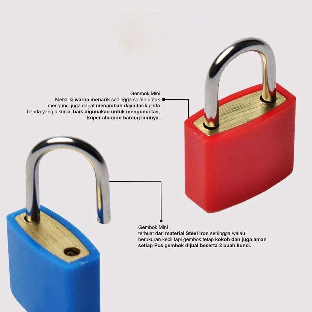 Candy Color Key Travel Bag Padlock Gembok Koper Kunci Kecil