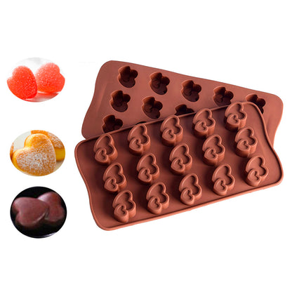 Cetakan Silikon Es Pudding Jelly Coklat Bentuk Heart in Heart