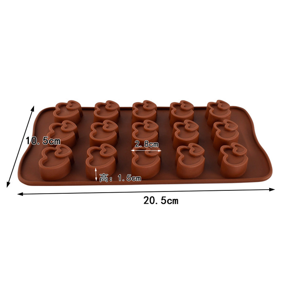 Cetakan Silikon Es Pudding Jelly Coklat Bentuk Heart in Heart