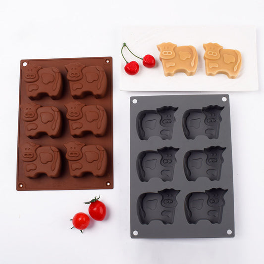 Cetakan Silikon Es Pudding Jelly Coklat Bentuk Sapi Cow Baking Mold