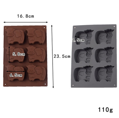 Cetakan Silikon Es Pudding Jelly Coklat Bentuk Sapi Cow Baking Mold