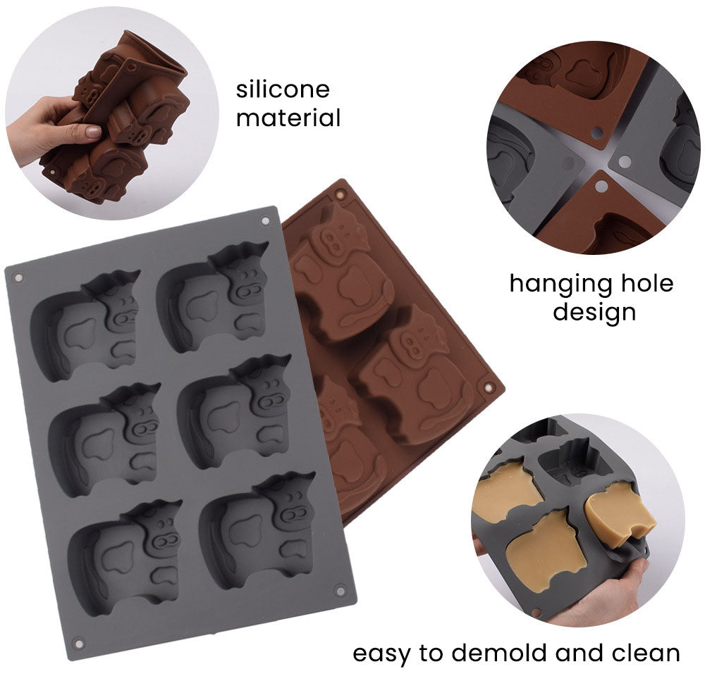 Cetakan Silikon Es Pudding Jelly Coklat Bentuk Sapi Cow Baking Mold
