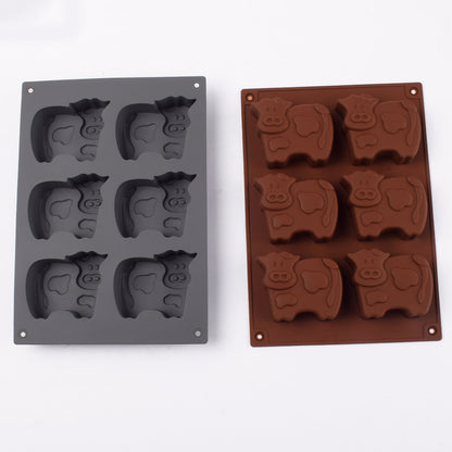 Cetakan Silikon Es Pudding Jelly Coklat Bentuk Sapi Cow Baking Mold
