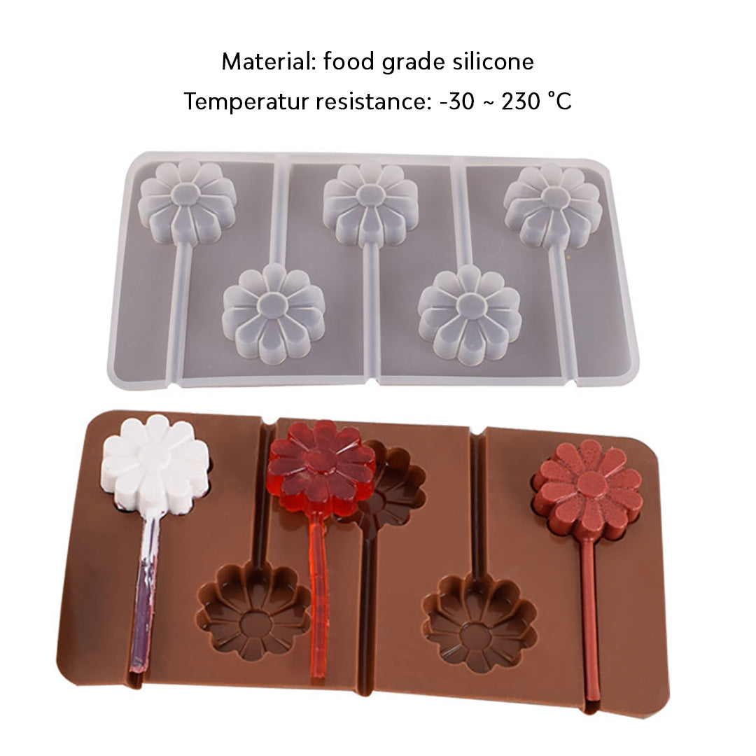 Cetakan Silikon Es Lolipop Jelly Pudding Ice Cream Coklat Permen Candy Bunga
