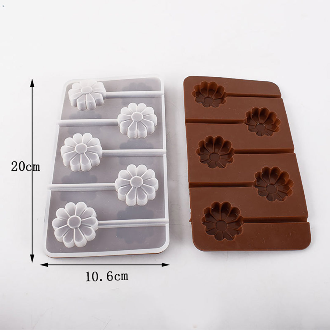 Cetakan Silikon Es Lolipop Jelly Pudding Ice Cream Coklat Permen Candy Bunga