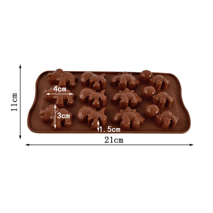 Cetakan Silikon Es Pudding Jelly Coklat Bentuk Binatang Dinosaurus Animal