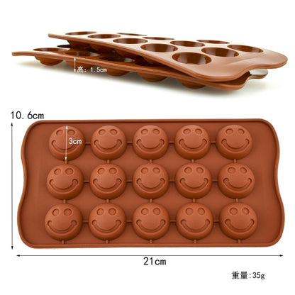 Cetakan Silikon Es Pudding Jelly Coklat Bentuk Kepala Muka Ekspresi Smile