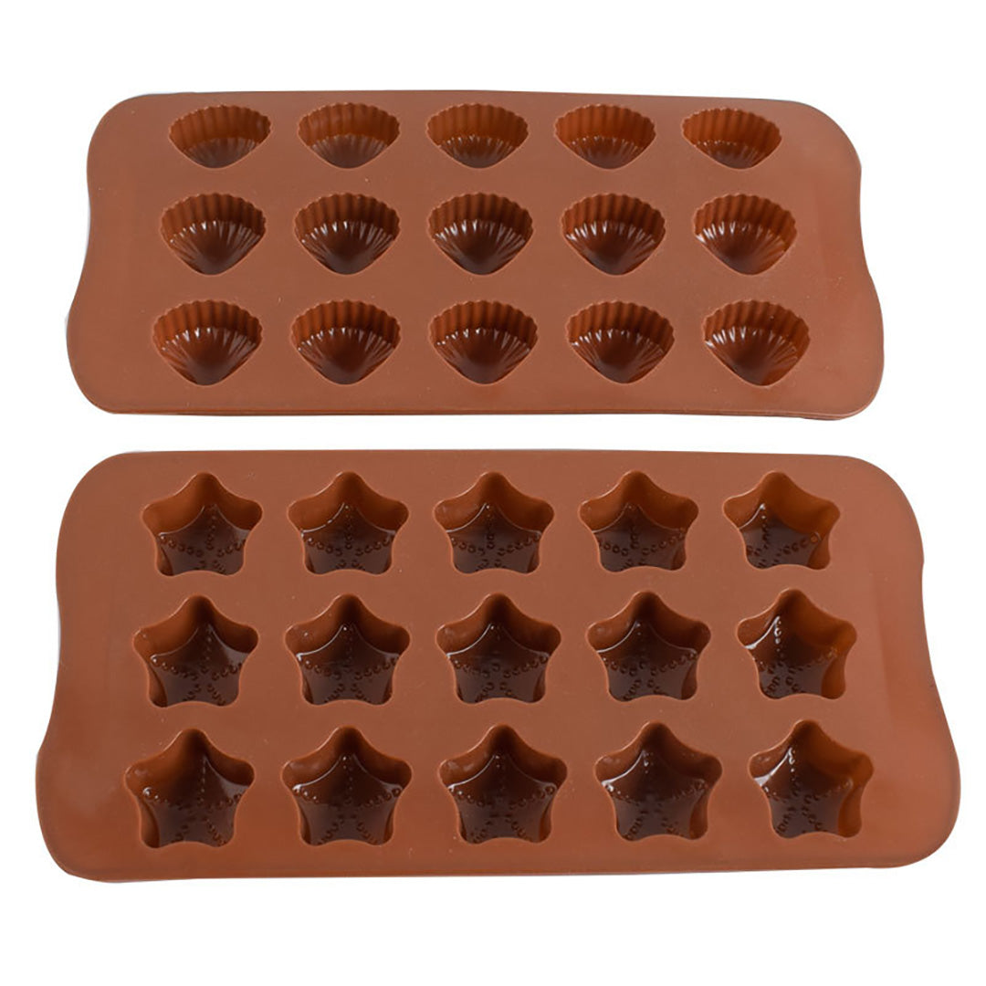 Cetakan Silikon Es Pudding Jelly Coklat Bentuk Bintang Kerang Star Shell