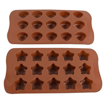 Cetakan Silikon Es Pudding Jelly Coklat Bentuk Bintang Kerang Star Shell